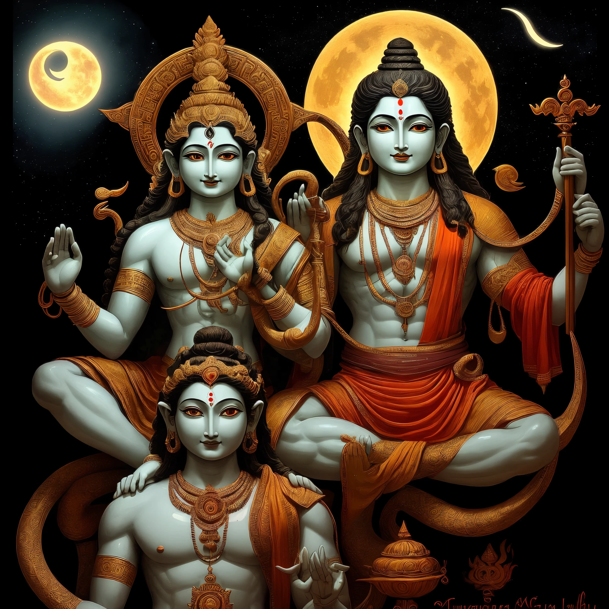 Lord Shiva, a prominent deity in Hinduism, is often depicted as the destroyer and transformer in the Holy Trinity (Trimurti). He is known for his meditative and ascetic nature, symbolized by the third eye, crescent moon, and the serpent around his neck.