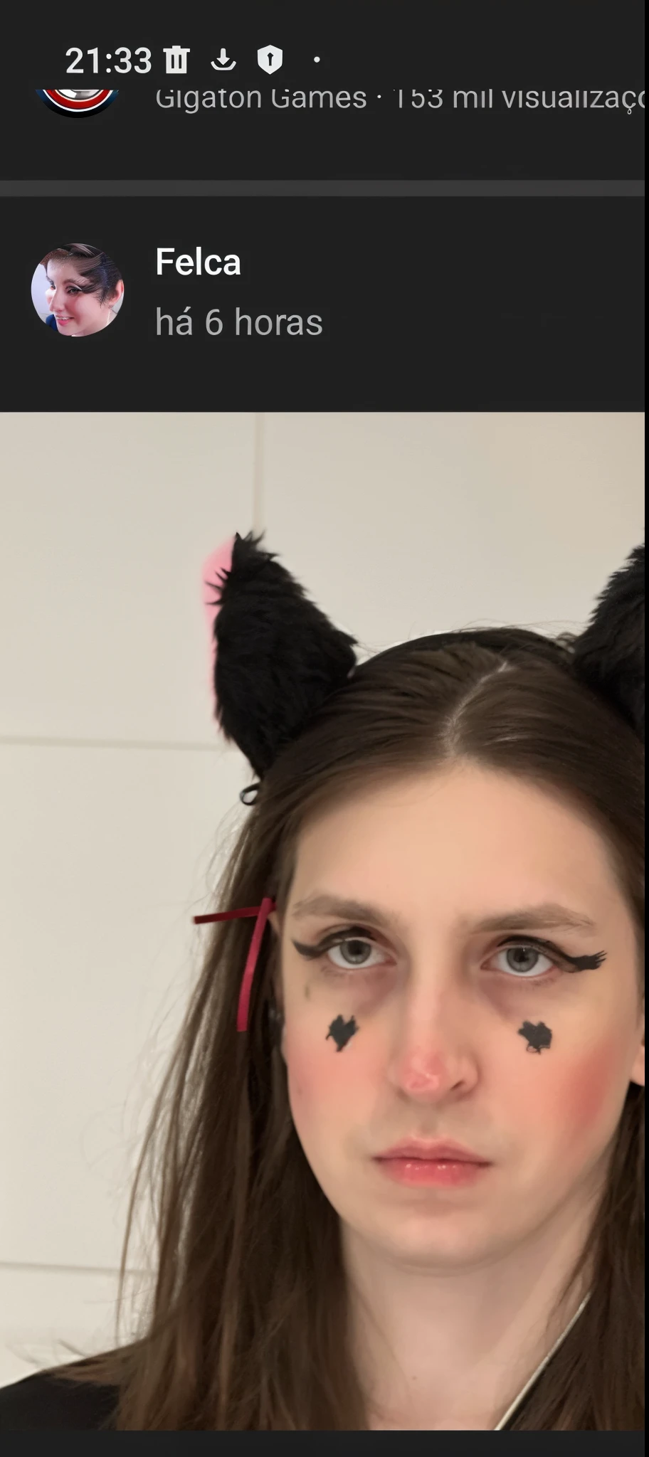 Arfed image of a woman with cat ears and a camera, menina com orelhas de gato, mulher com orelhas de gato, portrait of a goth catgirl, cat ears on her head, wearing goth makeup, orelhas de gato, menina com orelhas de gato em uma rave, a person with a raccoon head, orelhas de gato e cauda de gato!, 1 7 - year - old goth girl