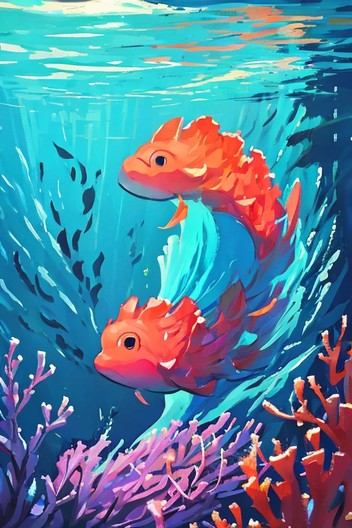 Lofi style, coral reef