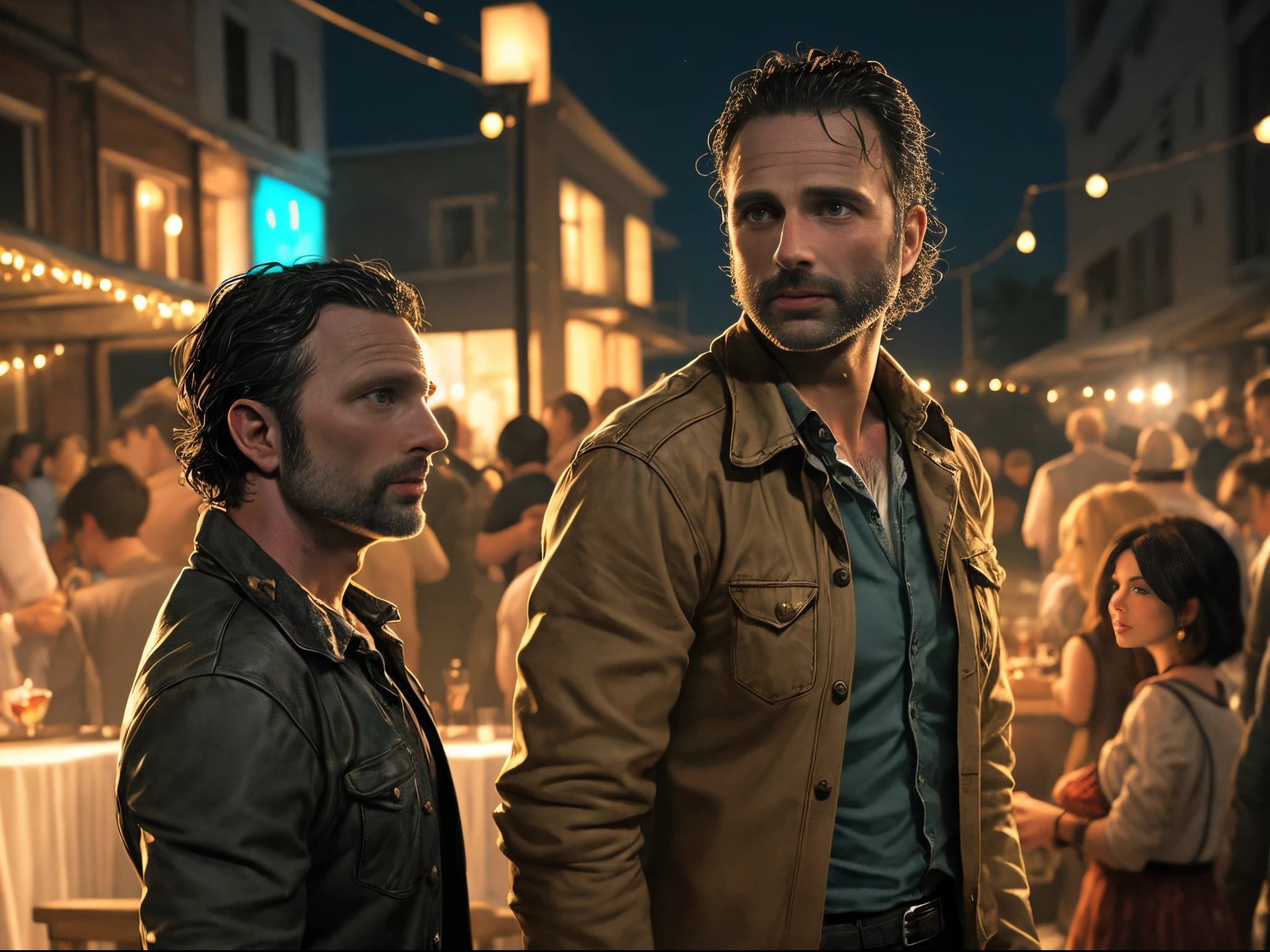 Realistic Rick grimes posing at a party