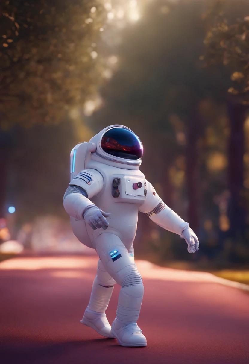 Personagem da pixar, extraterreste astronauta fofinho e magrinho roxo e brilhante, sorridente e ascenando hi-five, Pose swag hip hop, graphic designer, 3d Blender, Cinema 4d,