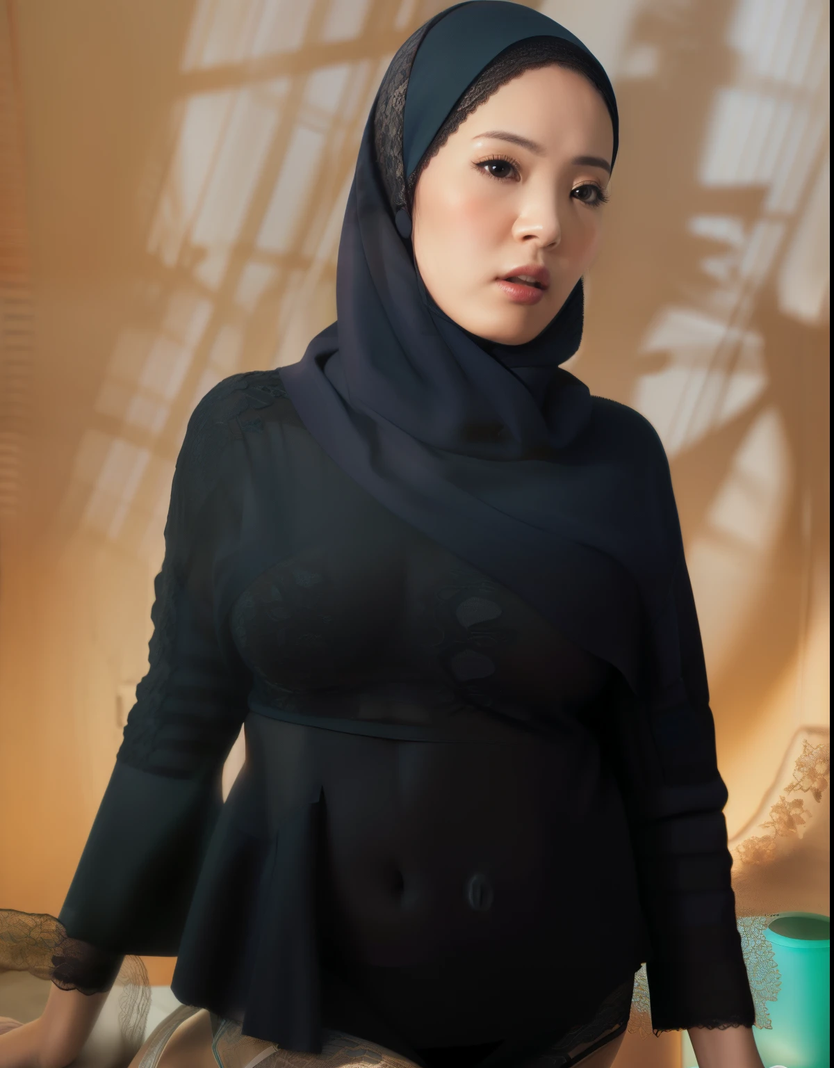 malay girl wearing hijab,, beautifull hand, perfect hand, realistic hand,, 48 Years Old beautiful woman. ((lace bra and panties)),(bigger boobs),((look front at the camera))., Emphasize ass, biggerchest, big Nipple, de pele branca, bigger breasts thin waist, mexico-style street, Hyper-Realism, Cinematic lighting, depth of fields, From below, vanishing point, F/2.8,  Anatomically correct, Textured skin, Super Detail, awardwinning, Best Quality, hight resolution, wearing pastel blue underwear, bra and panties only, hospital ward background, spread leg open, RAW photo, best quality, masterpiece, high detail RAW color photo, malay girl, professional photograph, (realistic, photorealistic:1.37), (high detailed skin:1.2), high resolution, beautiful detailed eyes, dramatic lighting, cinematic lighting, back light, professional lighting, detailed skin texture, insane details, intricate details, accent lighting, soft volumetric light, bokeh, (dramatic light:1.2), (neutral colors:1.3), cross process,