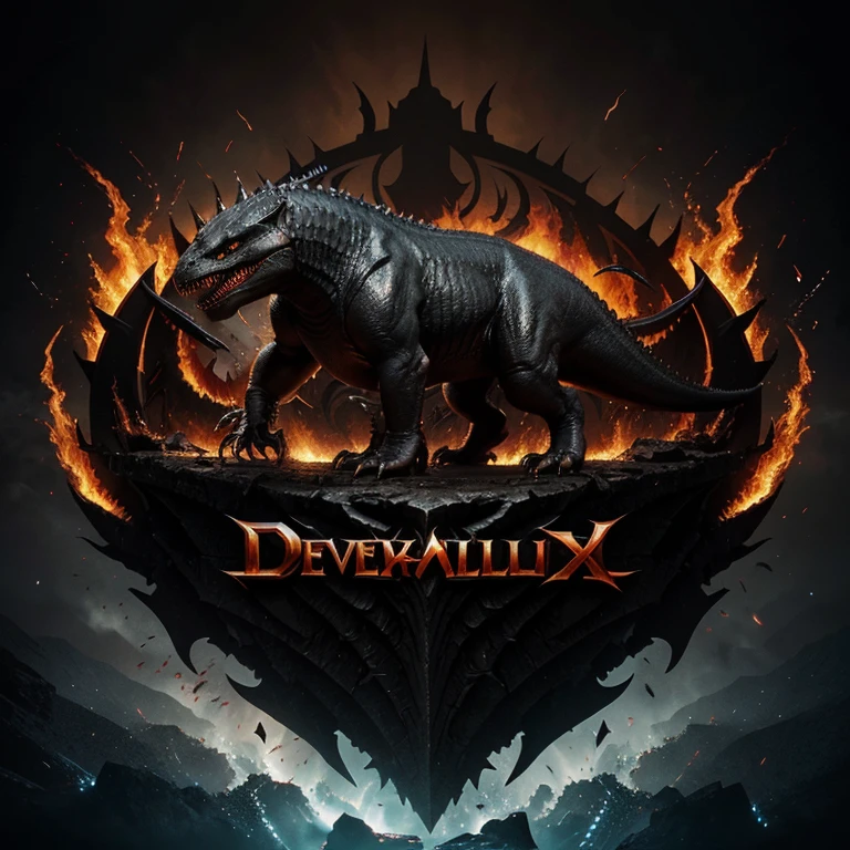 "Design a captivating and unique logo that seamlessly merges the fierceness of a T-Rex with the dark and powerful essence of a devil. Incorporate devilish details into the T-Rex imagery, capturing a harmonious balance between strength, menace, and prehistoric might for a logo that stands out with an intriguing and formidable character."