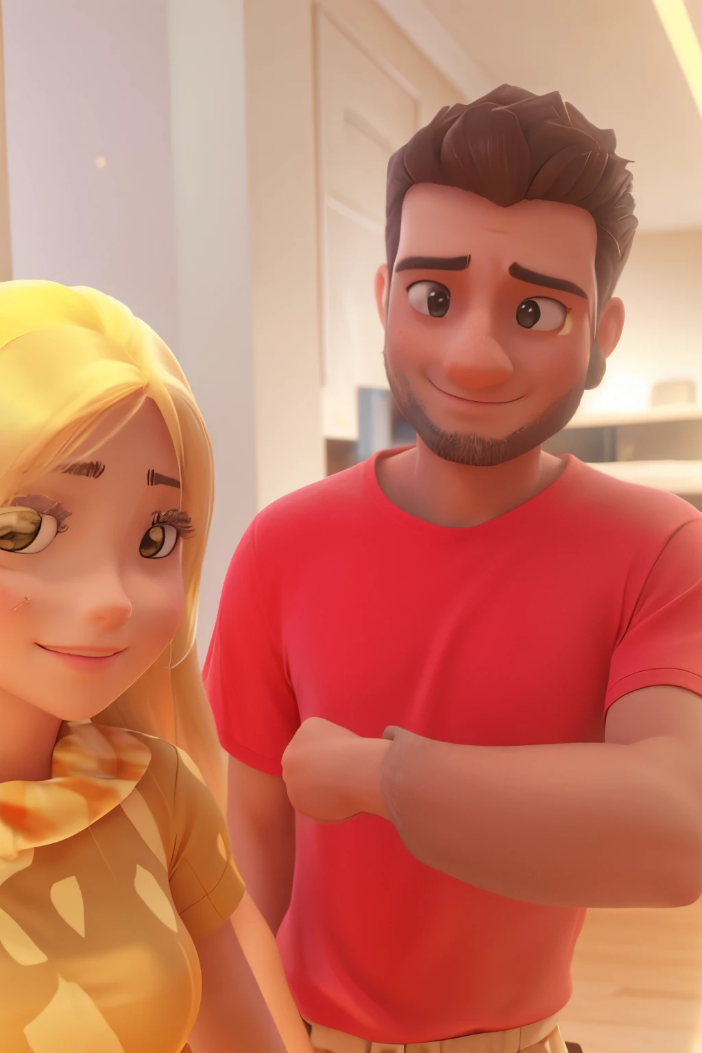 Lovely couple realistic 3d