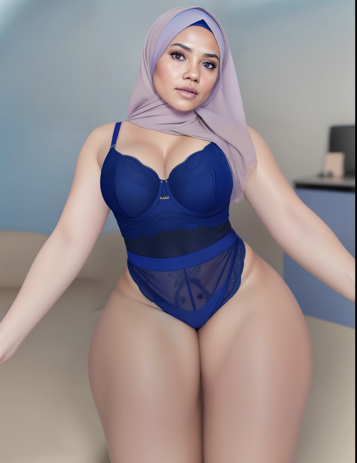 malay girl wearing hijab,, beautifull hand, perfect hand, realistic hand,, 48 Years Old beautiful woman. ((lace bra and panties)),(bigger boobs),((look front at the camera))., Emphasize ass, biggerchest, big Nipple, de pele branca, bigger breasts thin waist, mexico-style street, Hyper-Realism, Cinematic lighting, depth of fields, From below, vanishing point, F/2.8, Anatomically correct, Textured skin, Super Detail, awardwinning, Best Quality, hight resolution, wearing pastel blue underwear, bra and panties only, hospital ward background, spread leg open, RAW photo, best quality, masterpiece, high detail RAW color photo, malay girl, professional photograph, (realistic, photorealistic:1.37), (high detailed skin:1.2), high resolution, beautiful detailed eyes, dramatic lighting, cinematic lighting, back light, professional lighting, detailed skin texture, insane details, intricate details, accent lighting, soft volumetric light, bokeh, (dramatic light:1.2), (neutral colors:1.3), cross process,