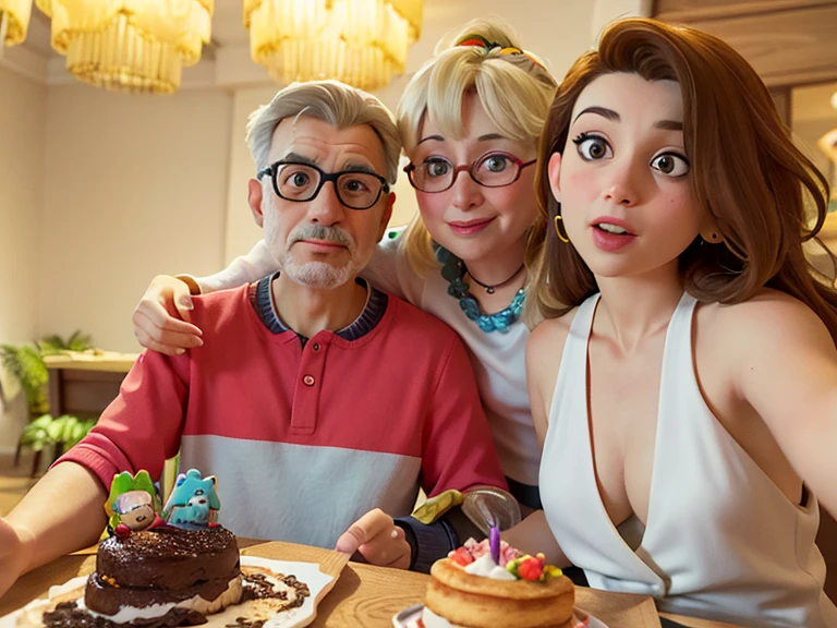 Hay tres personas sentadas en una mesa con un pastel, celebrating a birthday, Imagen de perfil, Foto tomada en 2 0 2 0, Happy birthday, por Zofia Stryjenska, por Bernie D'Andrea, por Edna Mann, 5 5 yo, por Aleksander Kotsis, familia feliz, por Maksimilijan Vanka, foto de familia, grandes!