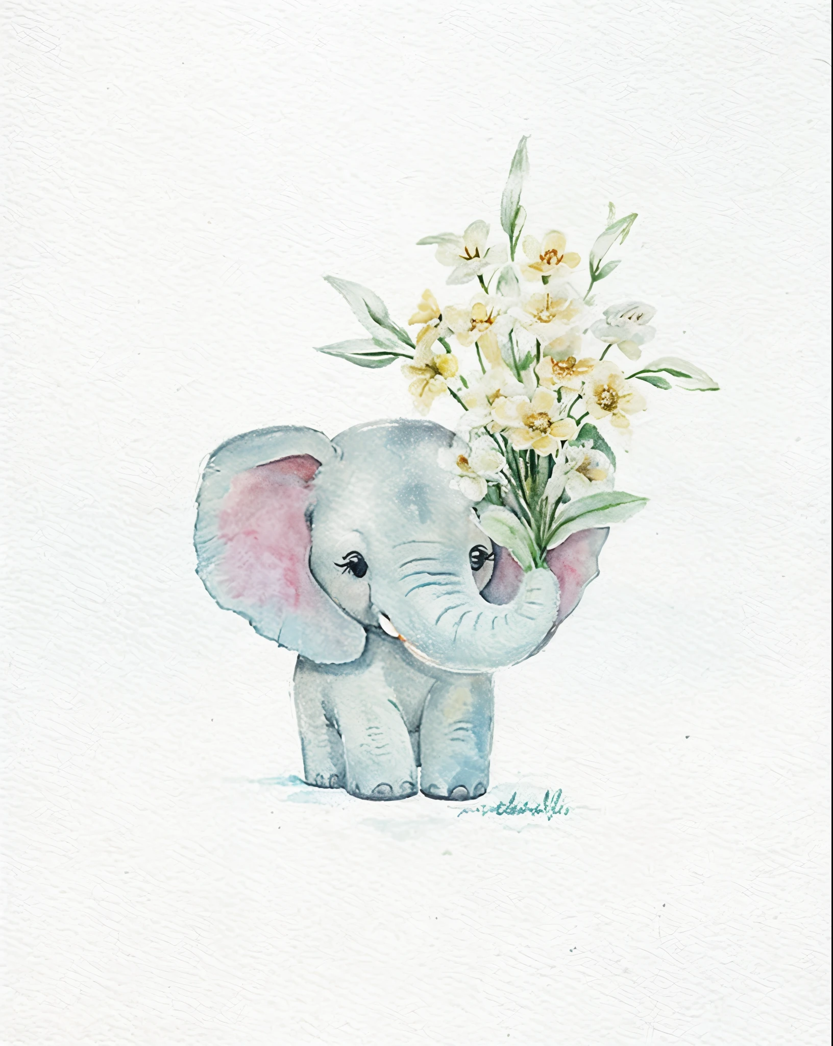 melhorar qualidade, desenho de elefantinho pintado em aquarela