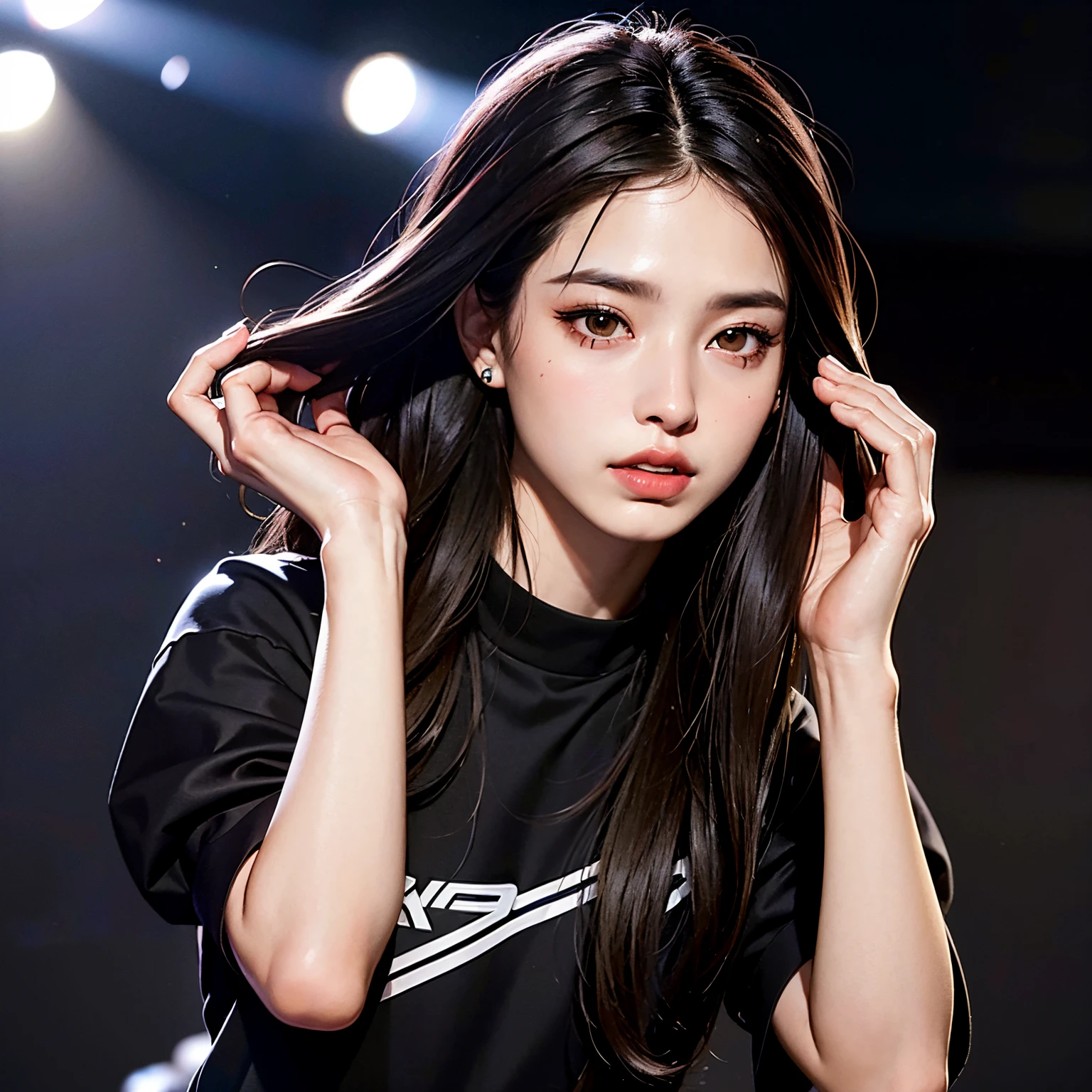 Un chico guapo de ojos grises y cabello negro corto....., cabello muy corto con rulos, cabello revuelto, chico de facciones perfectas tocando un bajo, princely androgynous, chico arafed cantando en un escenario de un concierto, Dim red lighting, gothic wearing, chico de piel muy blanca tersa chico rockero, 17 years old handsome, chico adolescente punk, (ropa roja y negra) (uzzang) Asian FeaturesSeb McKinnon Style, Estilo Y2K, Y estilo 2K, delicate androgynous prince, Blade de Drain Gang, An epic non-binary model, androgynous male, Ulzzang masculino, beautiful androgynous prince, Jovencitos, androgynous, tatuado