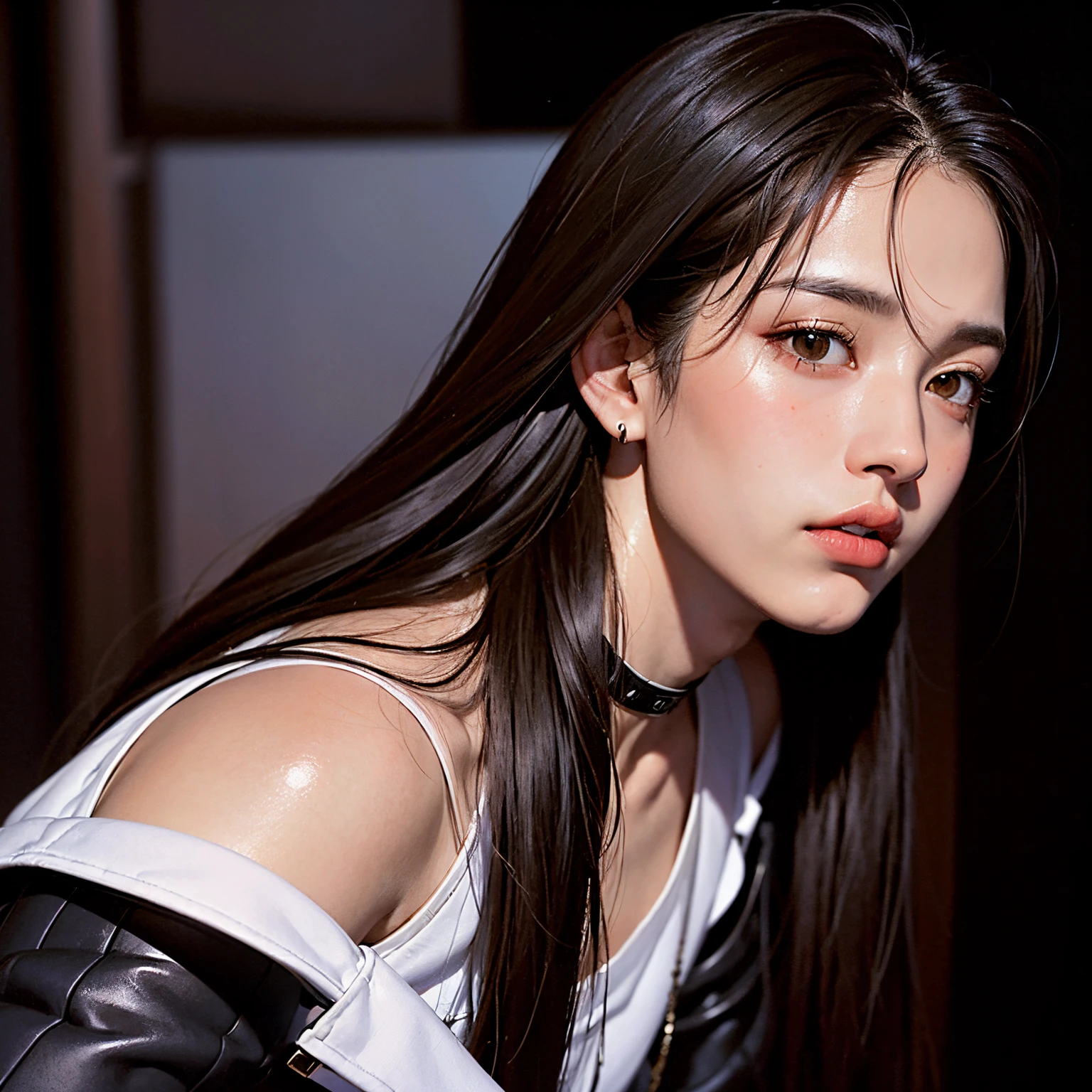 Un chico guapo de ojos grises y cabello ????? corto....., cabello muy corto con rulos, cabello revuelto, chico de facciones perfectas tocando un bajo, princely androgynous, chico arafed cantando en un escenario de un concierto, Dim red lighting, gothic wearing, chico de piel muy blanca tersa chico rockero, 17 years old handsome, chico adolescente punk, (ropa roja y negra) (uzzang) Asian FeaturesSeb McKinnon Style, Estilo Y2K, Y estilo 2K, delicate androgynous prince, Blade de Drain Gang, An epic non-binary model, androgynous male, Ulzzang masculino, beautiful androgynous prince, Jovencitos, androgynous, tatuado