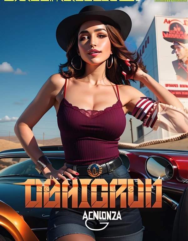 a movie poster with a woman in a cowboy hat, Directed by: Carlos Berlanga, by Francisco Zúñiga, Directed by: Alejandro Obregon, por Enguerrand Quarton, new song, fernanda suarez, Directed by: Olivia Peguero, Directed by: Ignacio Zuloaga, Directed by: Izzy Medrano, new album cover, Rosto Octane