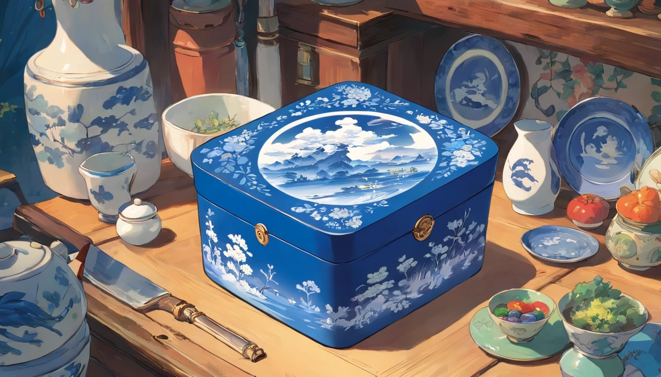 Blue and white porcelain box