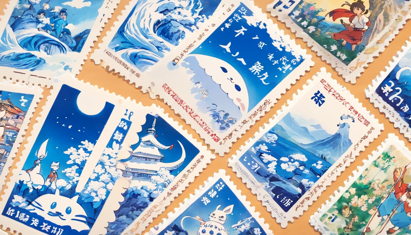 Blue and white porcelain stamps