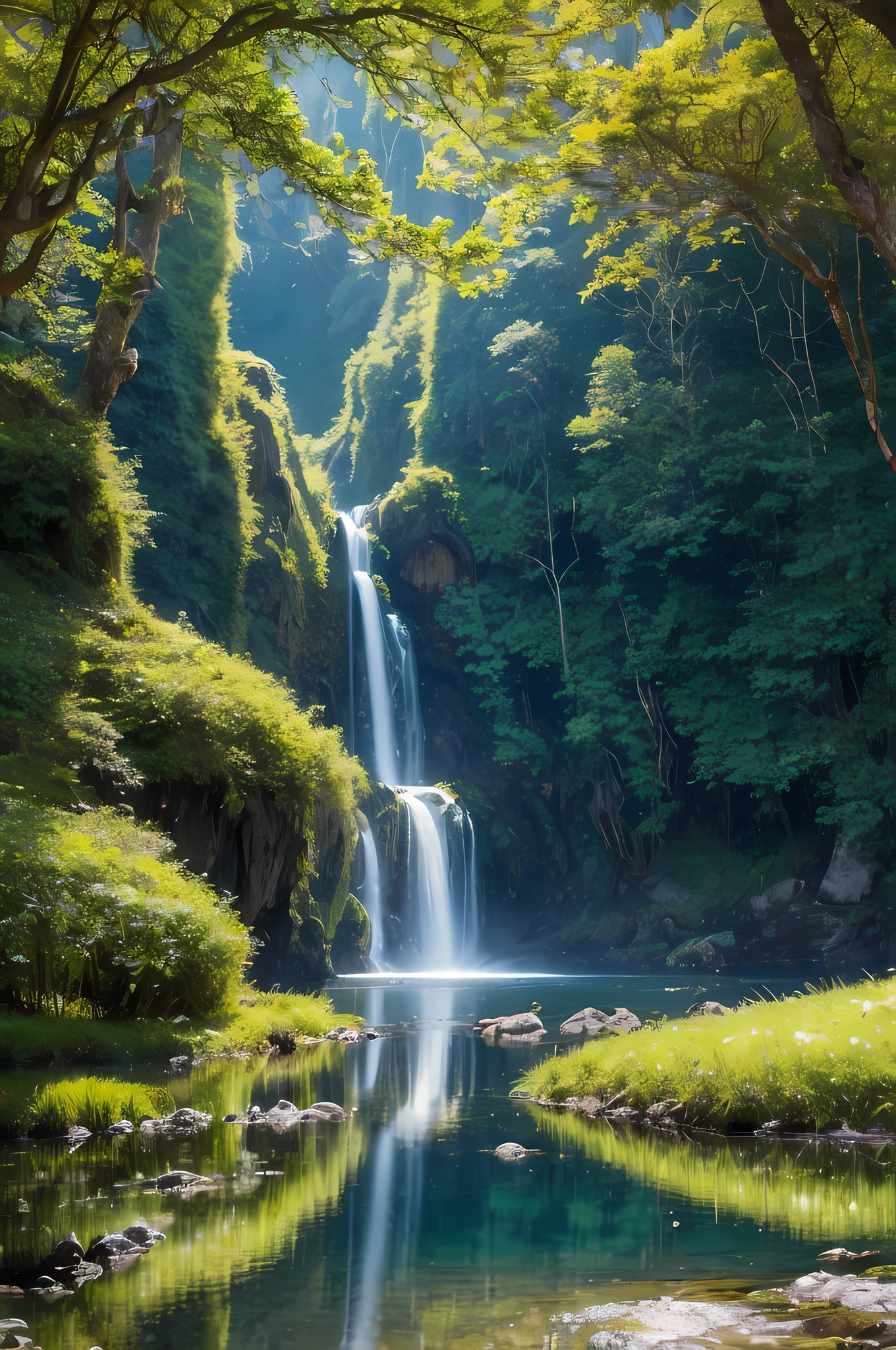 (Best quality at best,4K,8K,A high resolution,tmasterpiece:1.2),ultra - detailed,(actual,realisticlying,Photorealistic:1.37),crystal-clear water,Lush greenery,explosive energy,peaceful scenery,Cosmos Sky,rippling waves,Snake,foam waterfall,sparkling rock formations,Snake coil,inspiring waterfall,glistening stars,clean purity,vivd colour,A symphony of nature,Surreal beauty,Happiness and harmony,fresco,peacful,Divine light,aquatic splendor,untamed wildness,Endless tranquility,pristine waterfall,ethereal tranquility,majestic formation,the lush vegetation,Mysterious temptation,Dragon-like curves,Illuminated light,pristine scenery,Serpentine elegance,celestial aura,Spectacular visuals,fascinating views,Sublime artistry,mystical ambiance,Unleash your power,awe-inspiring grandeur,sublime majesty,Soothing charm,sinister temptation,luminous beauty,mysterious resonance,Field of magic.