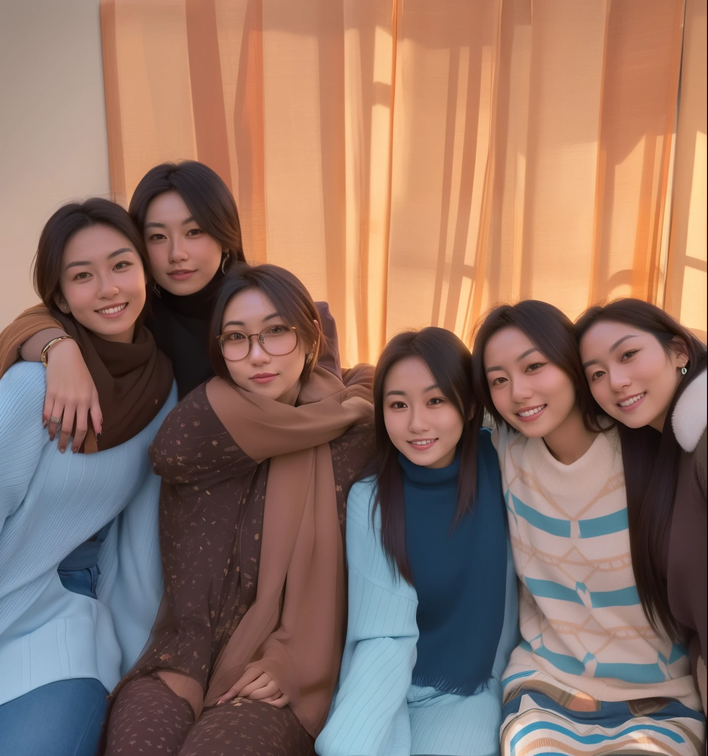 there are four women sitting on a couch together posing for a picture, profile pic, beautiful girls, taken at golden hour, in group photograph, profile picture, a picture, photo taken in 2 0 2 0, taken in 2022, taken in 2 0 2 0, in background, taken with sony alpha 9, edited, old picture, portrait shot