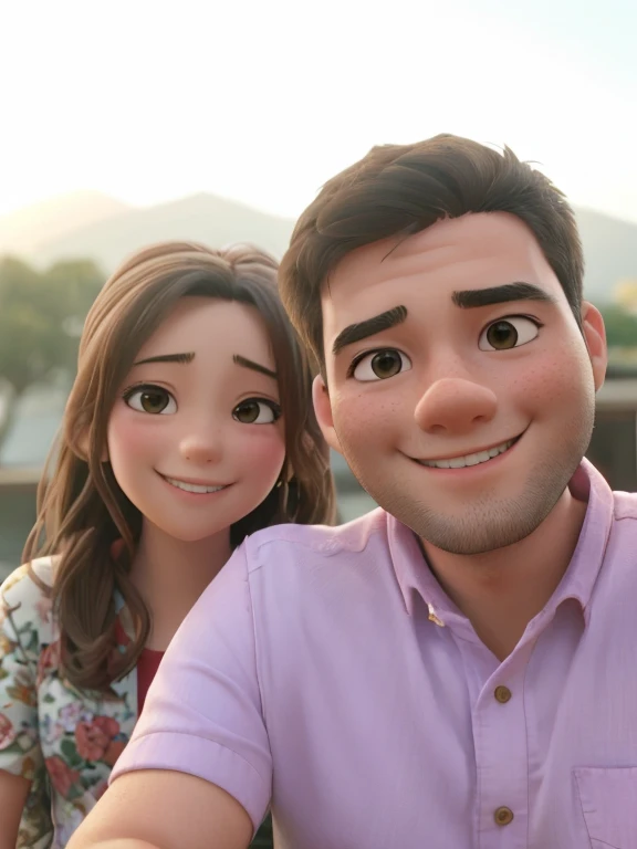 Couple, smiling. 1 girl, 1 guy Asian,