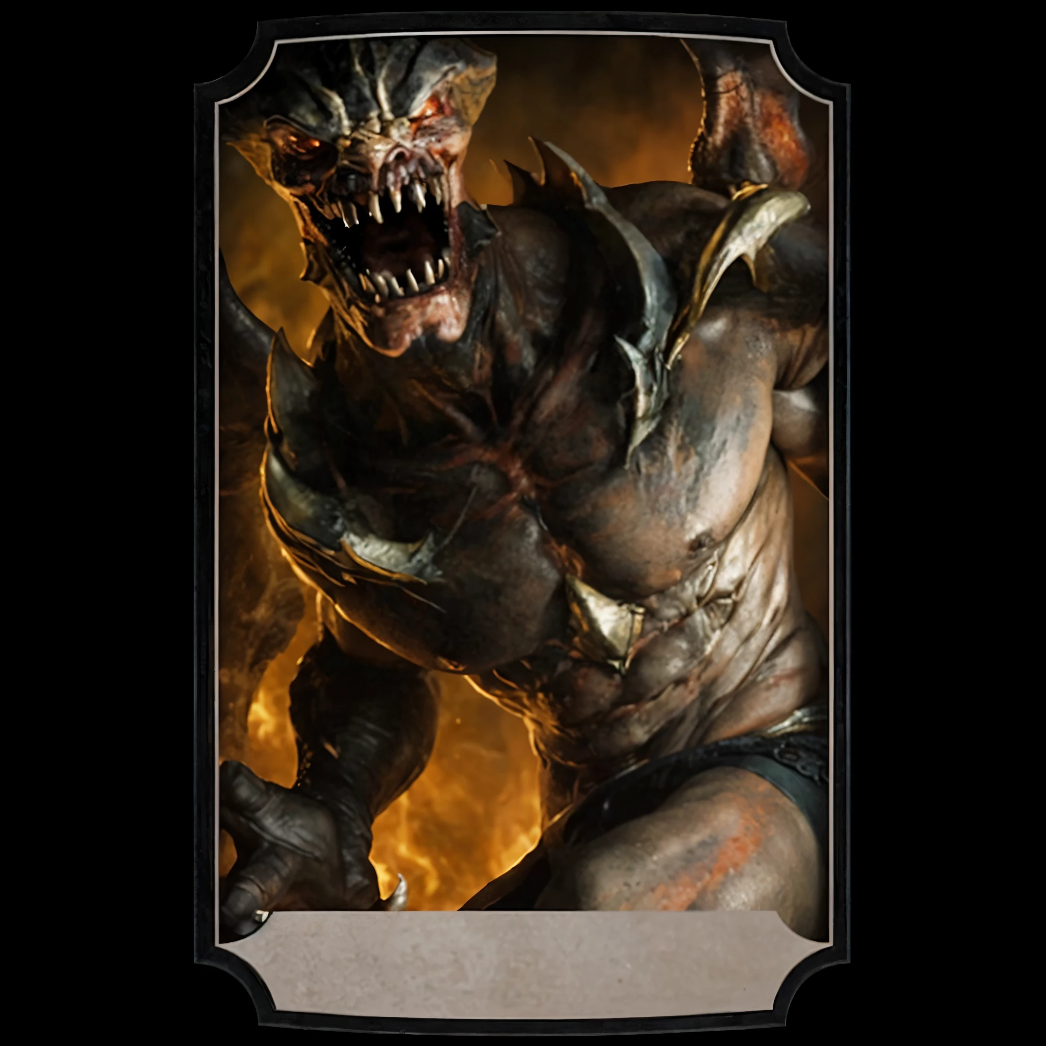 (masterpiece),(best quality:1.0),(ultra high resolution:1.0), monster, hell, giant, closed mouth, mortal kombat, closeup, muscular, 8k wallpaper