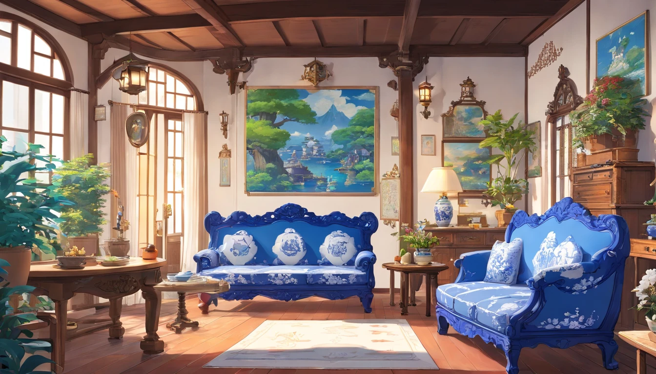 beautiful furniture,Blue and white porcelain