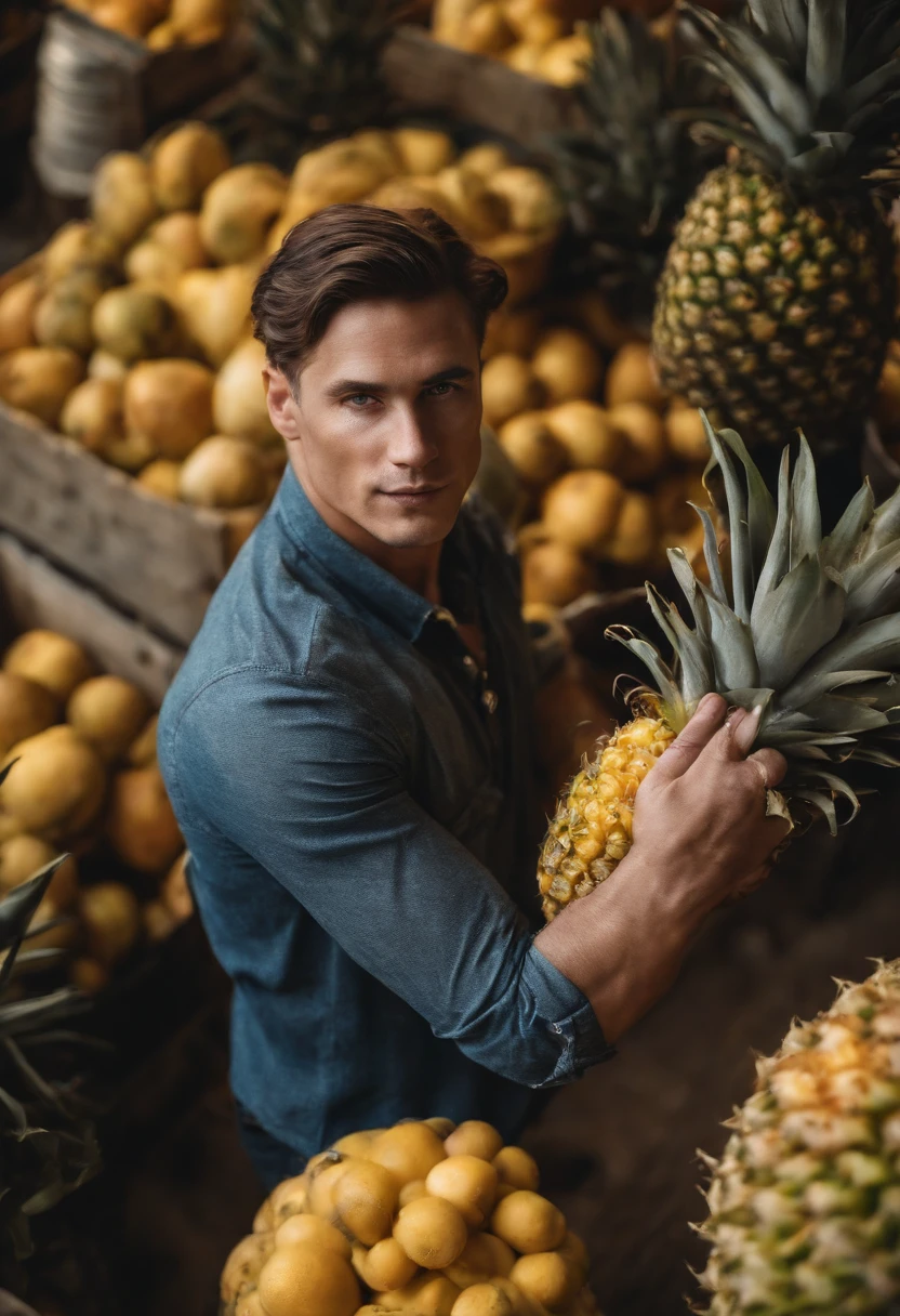 Disipheral Visionism ananas, model, man, professional photography, aerial shot