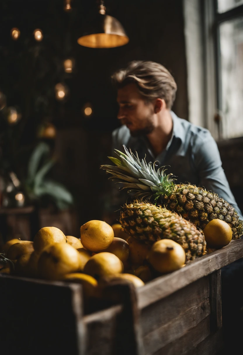 Disipheral Visionism ananas, model, man, professional photography, aerial shot
