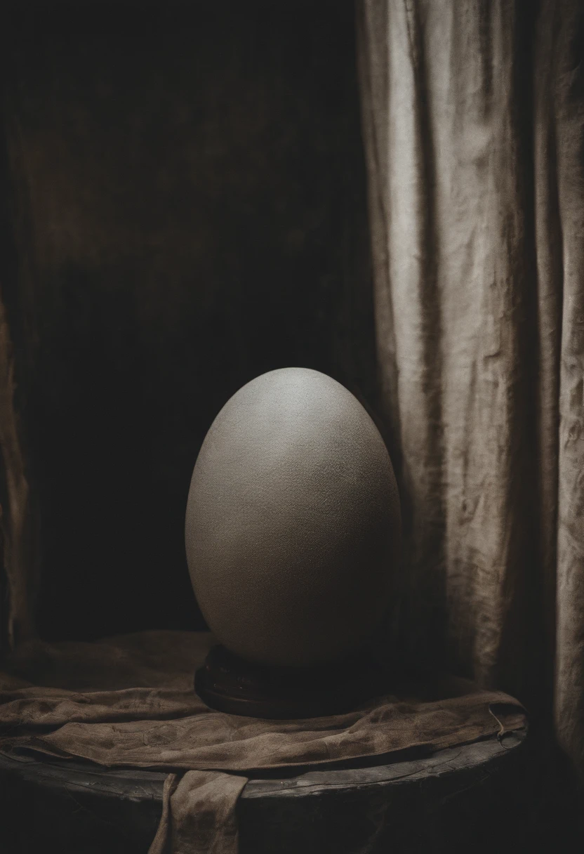 gigantic 2-meter eggs in the style of dystopian fantasies, otherworldly illustrations, desaturated colors, color negative, hyperrealistic animal illustrations, horror academy, spirals, made of fog, men --ar 16:9 --v 5.2