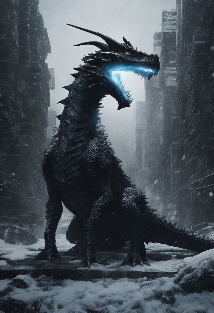 Dark Dragon of geographic data in the style of detailed hyper-realism photoshoot, com um pinheiro de natal no fundo, cheio de presentes de natal, ESTIL FILME SENHOR DOS ANEIS