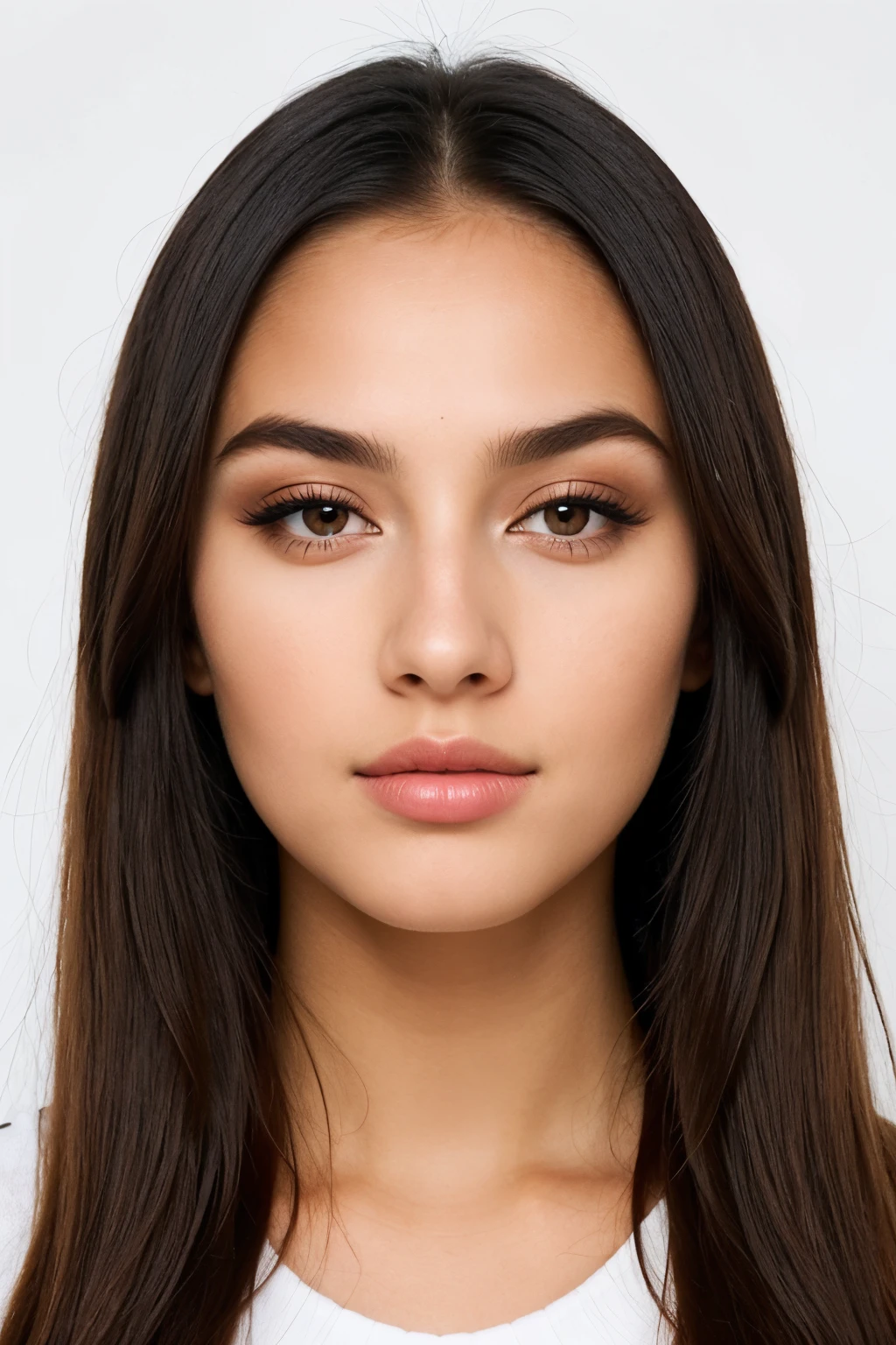 there is a woman with a very large amount of makeup on her face, model face, clean beautiful symmetrical face, perfect face model, clean perfect symmetrical face, beautiful highly symmetric face, attractive female face!!!, clean symmetrical face, symmetrical beautiful face, perfect face symmetry, symmetric beautiful face, close up portrait photo, beautiful and symmetrical face