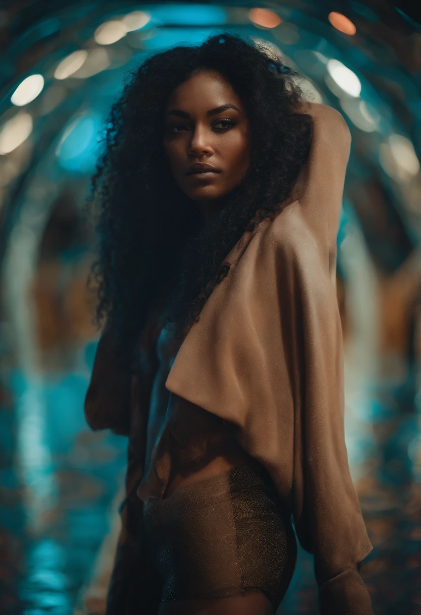 full body portrait of female super models, set against a dynamic gradient backdrop, rendered in vivid neon verisimilitude, with stark contrasts of deep cyan and rich purple highlights, augmented by a dual-exposure effect, shadow play, tryptich, professional photography, 4k