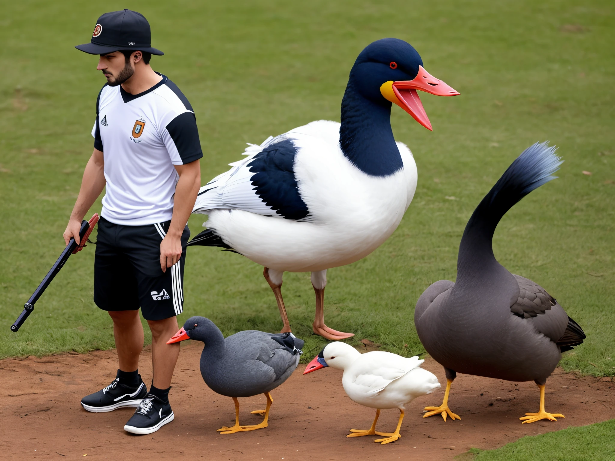 Pato usando terno e segurando arma