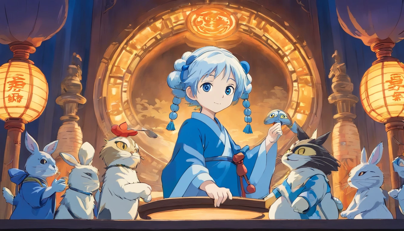 Blue and white porcelain puppet