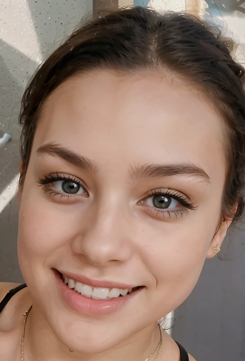 use this face and make a photo with this girl in the gym with nice tits and perfect ass. show the whole body