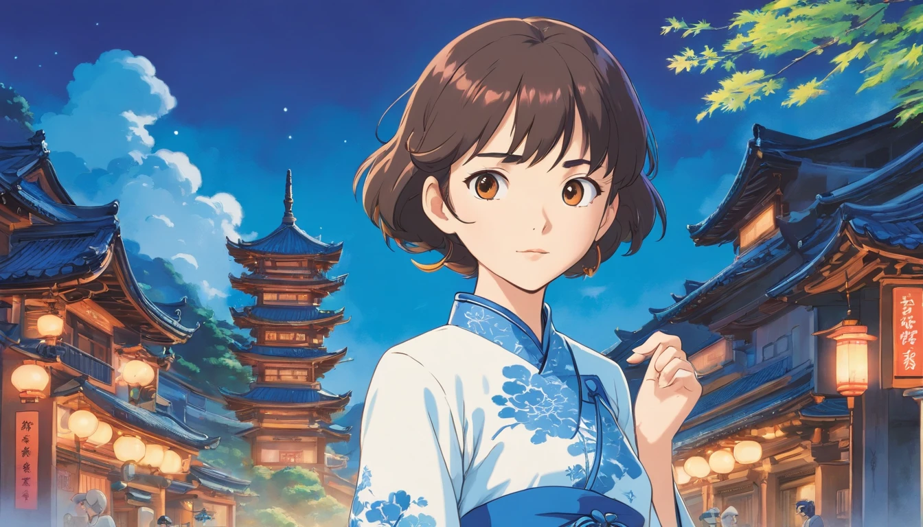 Blue and white porcelain cheongsam