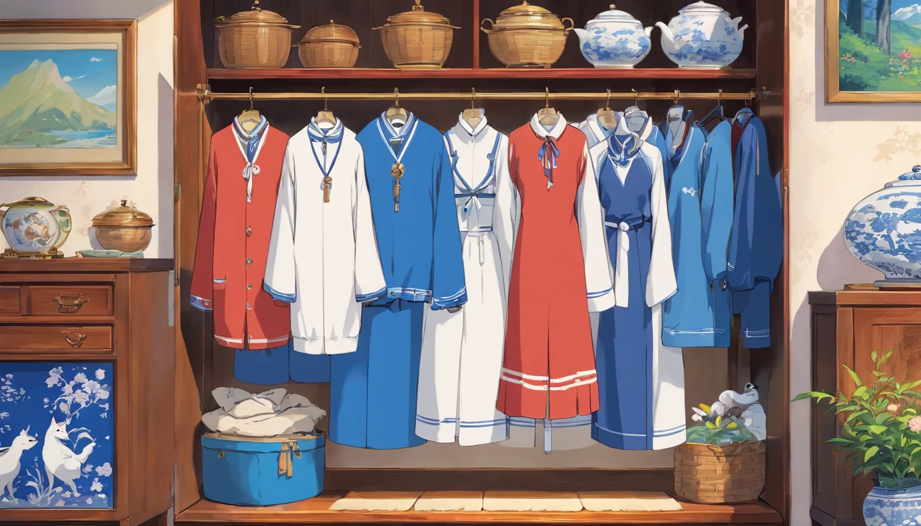 Blue and white porcelain clothes，clothes cabinet