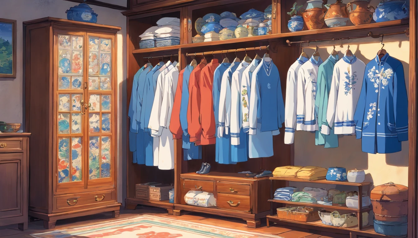 Blue and white porcelain clothes，clothes cabinet