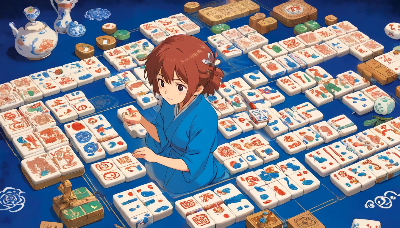 Blue and white porcelain mahjong