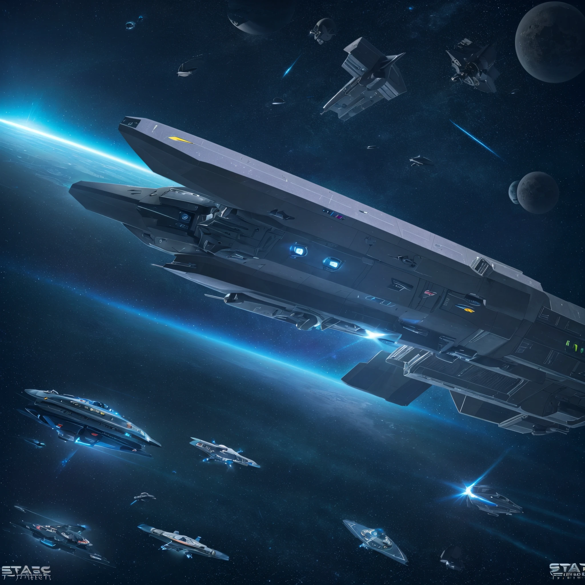 a space ship, starship, science-fiction, space attack aircraft, sci-fi cruiser, dreadnought from space, space interceptor flight, future starship, in orbit of the planet, shooting spaceship, fantastic film, asteroids, Stars