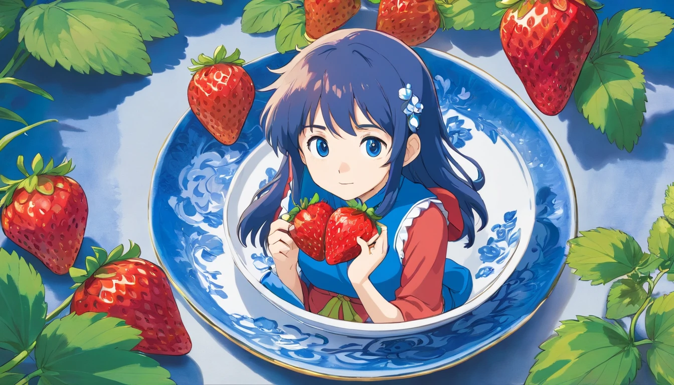 Blue and white porcelain strawberry