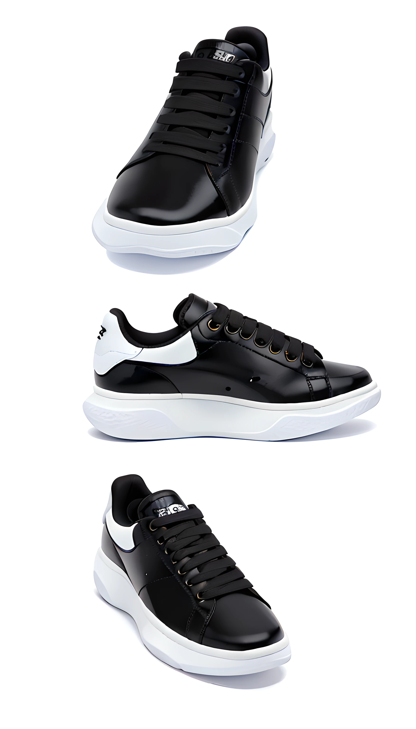 three different types of sneakers with white soles and black and white soles, focus on sneakers only, white and black, sneaker design, sneaker shoes, sneakers, black and white color, black and white, black-and-white, black white, black and white only, whole shoe is in picture, sneaker, black + white, inspired by Alexander McQueen, black & white