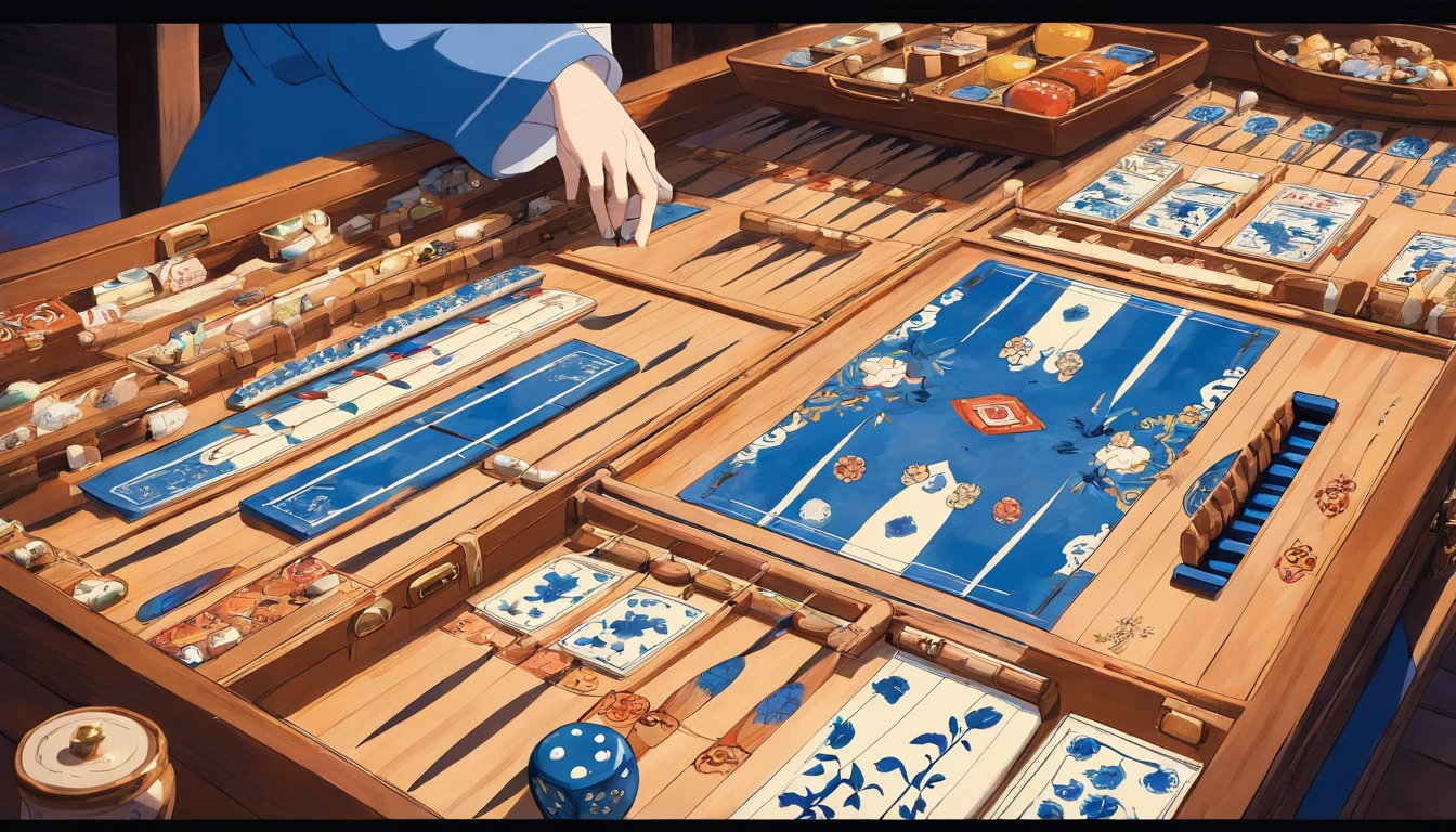 Blue and white porcelain backgammon