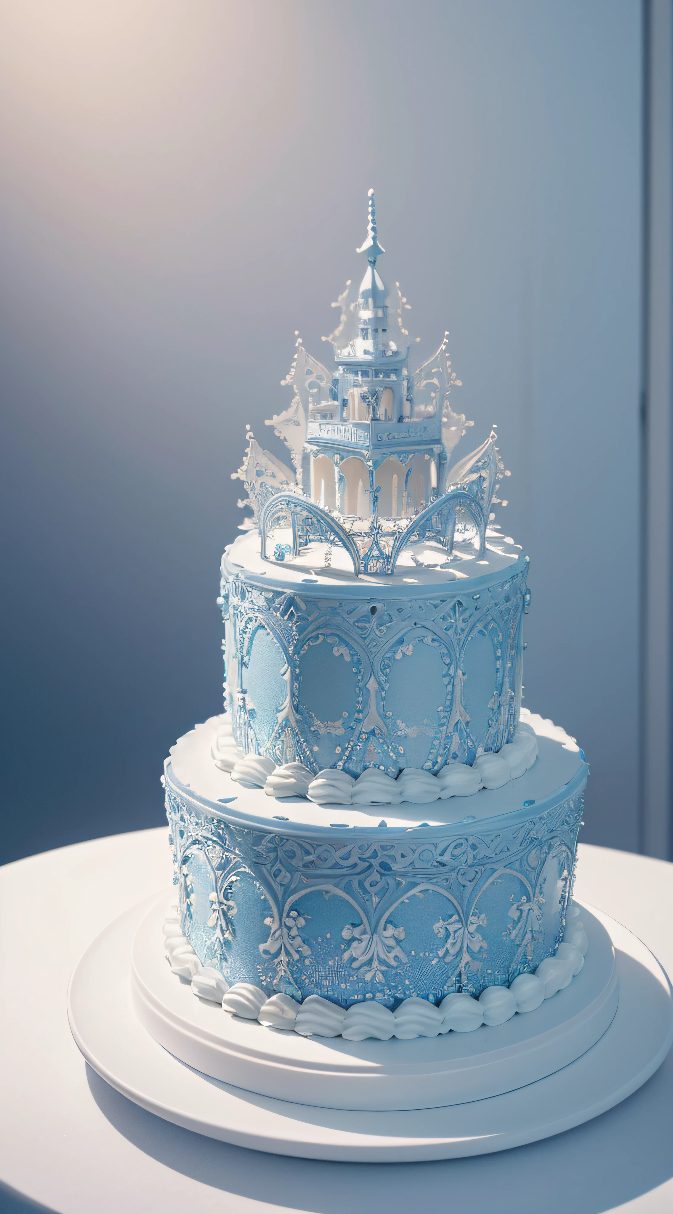 (Best quality at best,4K,8K,A high resolution,tmasterpiece:1.2),ultra - detailed,(actual,realistically,realistically:1.37),(Luxury architectural hollow cake),Beautifully decorated empty cake,Surreal and impressive creation,Impressive and intricate cake designs,Building complex cake,Exaggerated cake design,Delicate cake，Attention to detail,Luxurious and surreal cake designs,Stunning and detailed cake,Stunning and intricate cake decorations,Luxurious and intricate cake designs,great cake，The details are complicated,Eye-catching cakes Impressive and intricate cake masterpieces，((Light blue-white tones)),（Cake with many decorated minifigures）