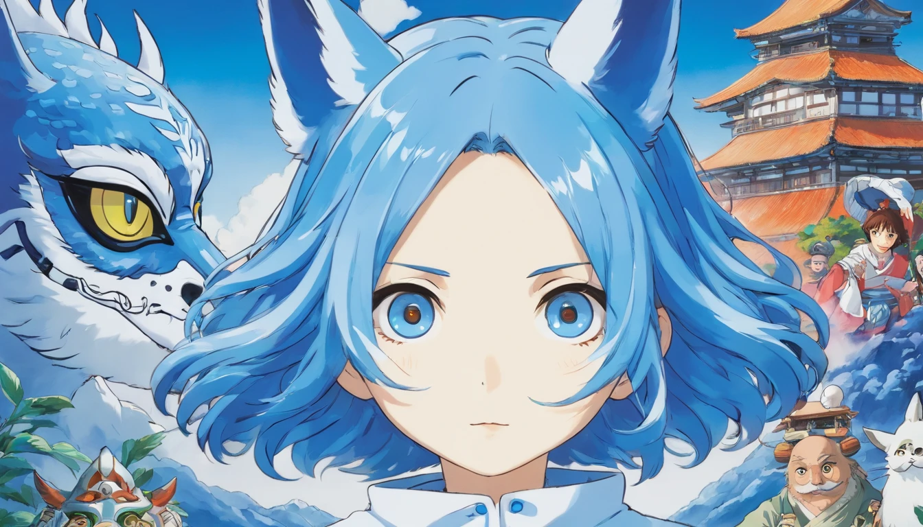 Blue and white porcelain mask
