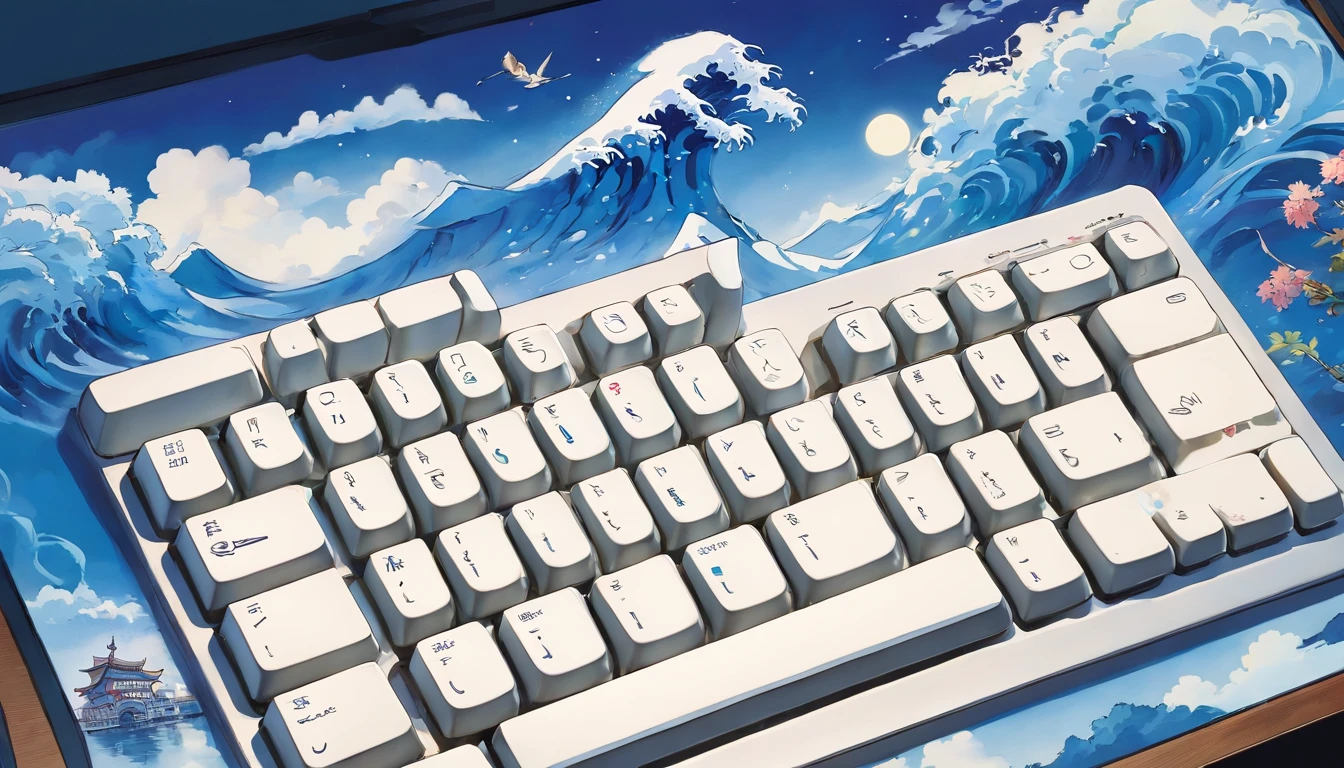 Blue and white porcelain keyboard