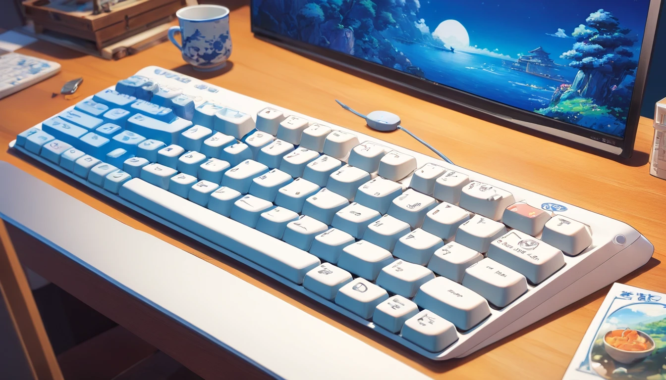 Blue and white porcelain keyboard