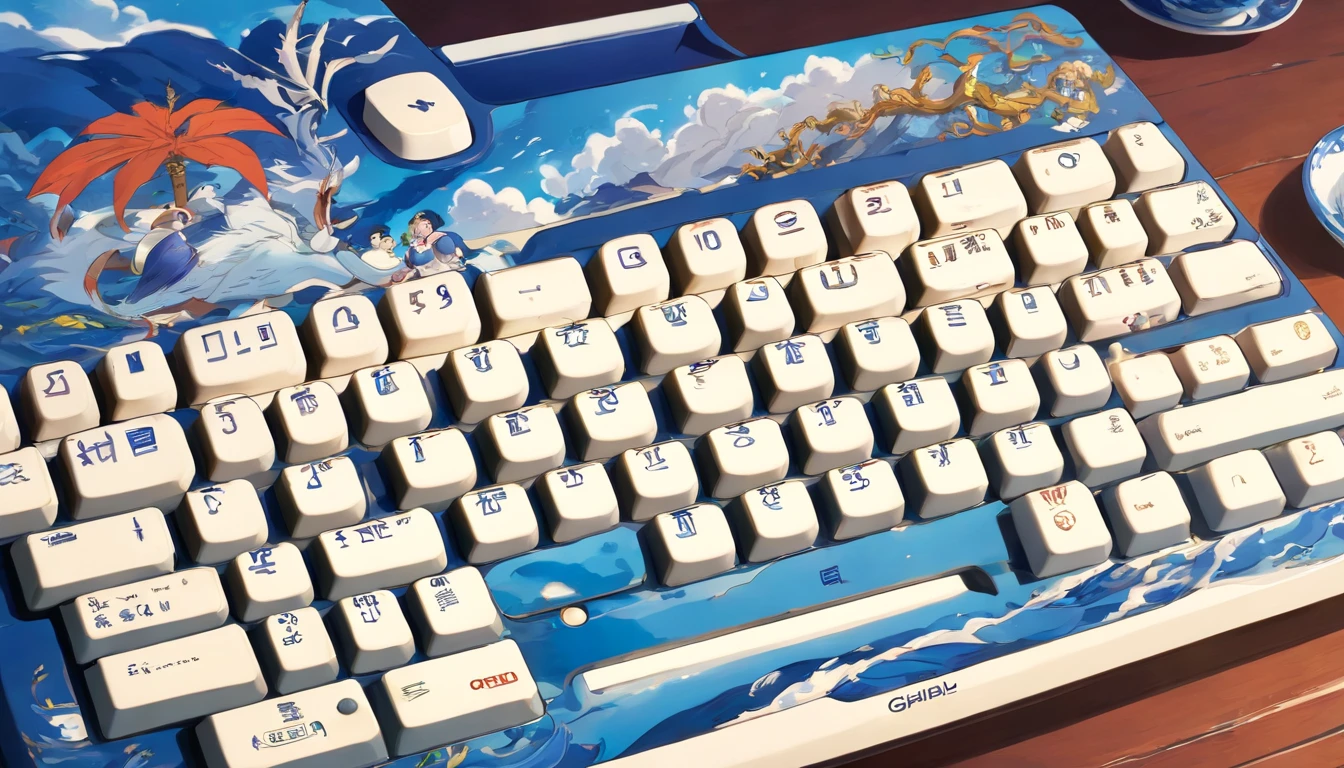 Blue and white porcelain keyboard