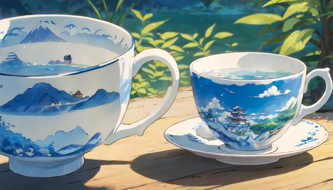 Blue and white porcelain water cup