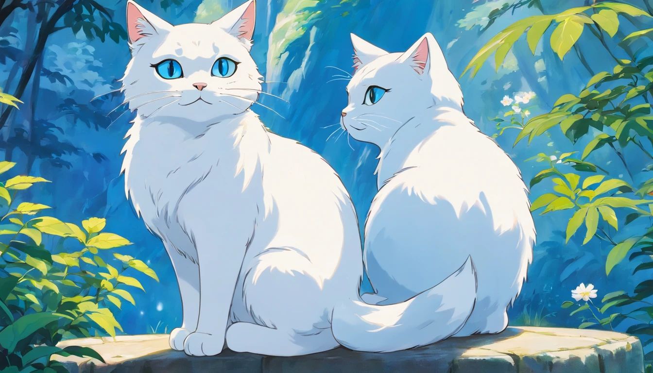 Blue and white porcelain cat
