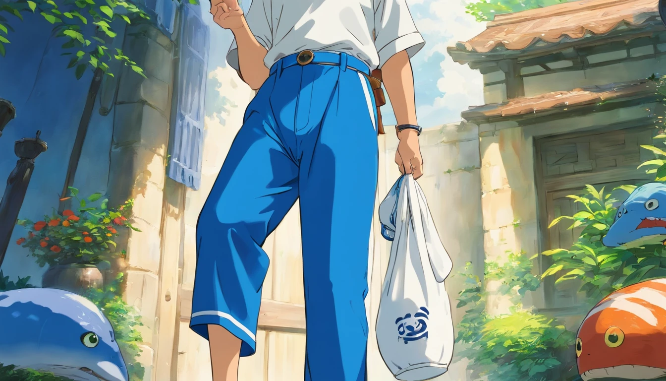 Blue and white porcelain pants