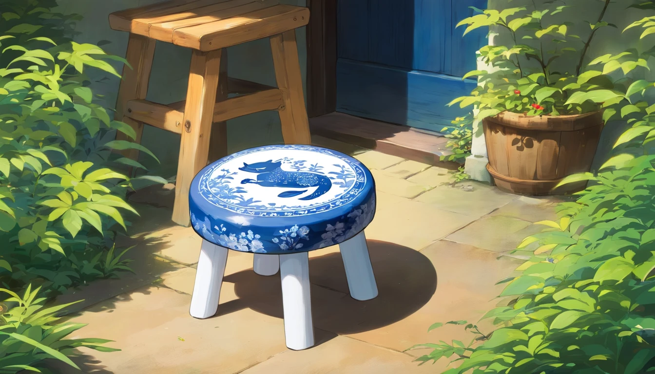 Blue and white porcelain small stool