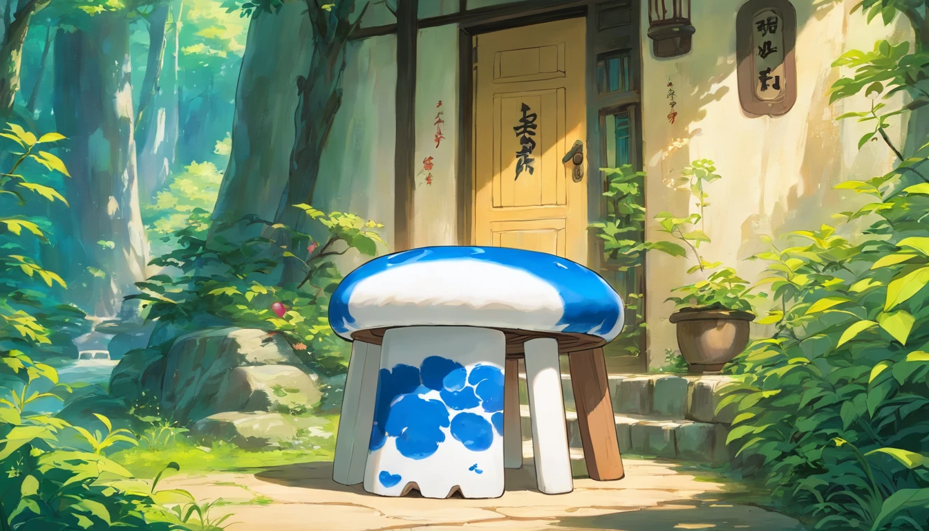 Blue and white porcelain small stool
