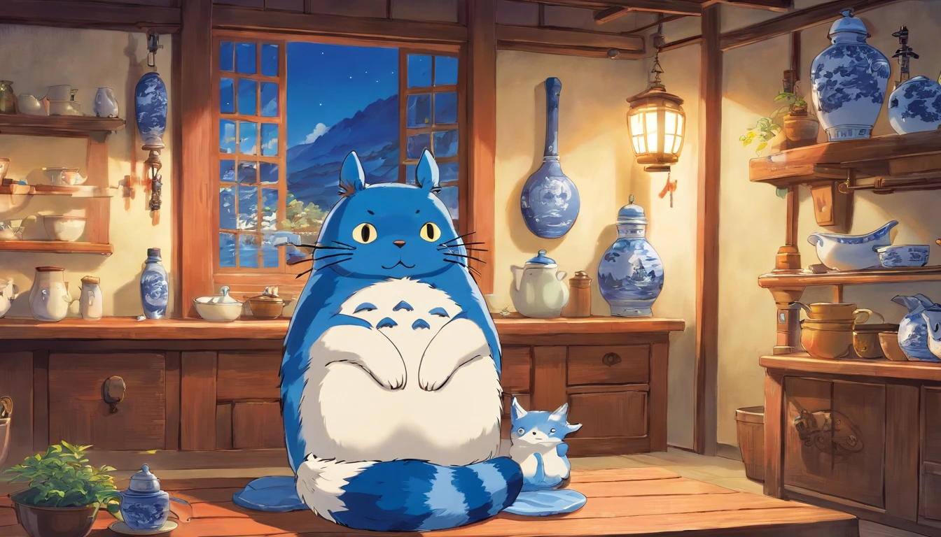 Blue and white porcelain hot water bottle