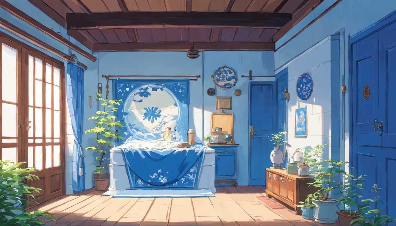 Blue and white porcelain air conditioner